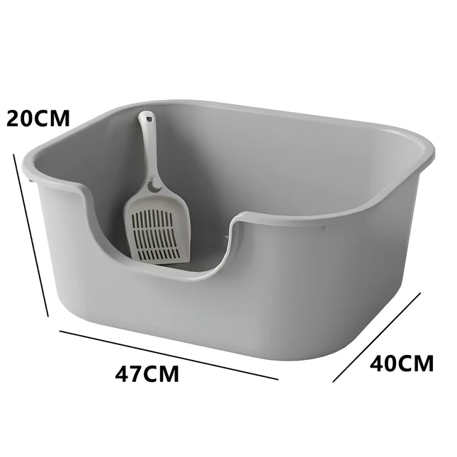 Recipiente para arena para gatos a prueba de fugas: caja de arena para gatos gigante, abierta y antisalpicaduras, para entrenamiento y uso en el baño