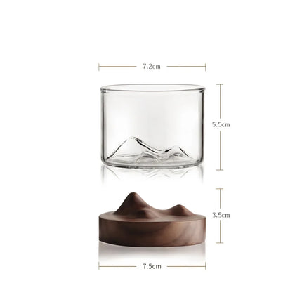 Mountain Whiskey Glass with Wooden Base