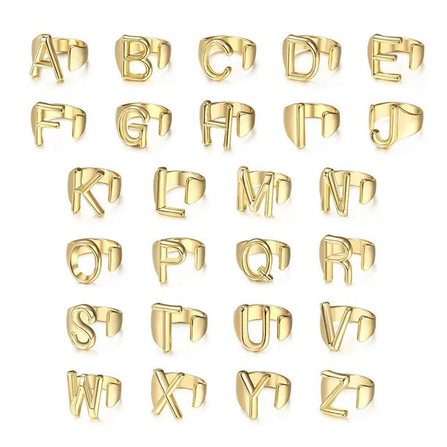 Gold Initials Opening Ring - Wnkrs