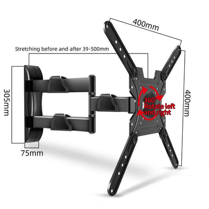 Soporte de pared para TV de movimiento completo de 32" a 58" con brazos articulados e inclinación