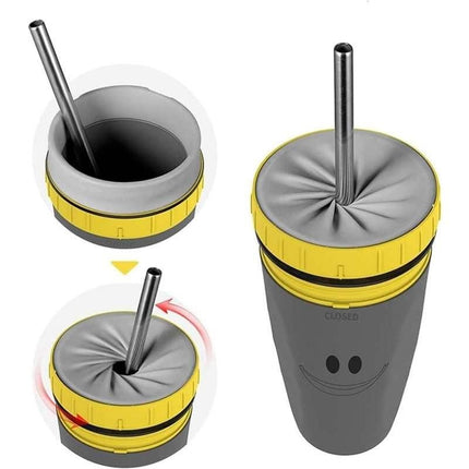 Twist & Sip Travel Mug: Non-Spill, Straw-Enabled, Double-Walled Portable Cup - Wnkrs