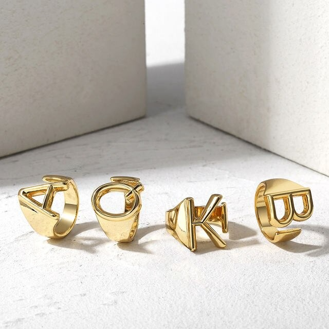 Gold Initials Opening Ring - Wnkrs