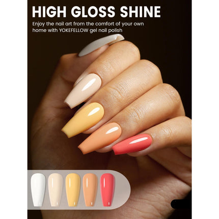 Kit de 6 esmaltes de uñas en gel con purpurina naranja y amarilla otoñal