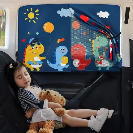 Universal Magnetic Car Side Gear Sunshade - Cartoon Curtain for Children's Sun Protection and Heat Insulation - Wnkrs