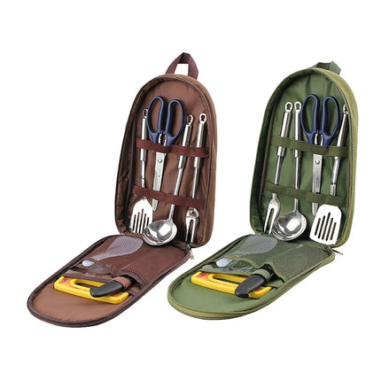 Compact 7-Piece Camping Kitchen Utensil Set with Portable Carrying Bag - Wnkrs