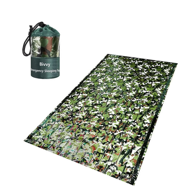 Sac de couchage d'urgence imperméable camouflage pour le camping en plein air et la survie