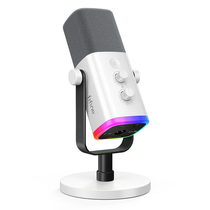 FIFINE Dynamic Microphone with Headphone Jack/RGB/Mute - Ultimate Recording & Gaming Mic