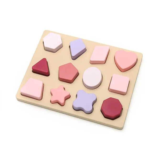 Ensemble de jouets de puzzle Montessori en silicone pour bébé : planche de correspondance de formes géométriques pour un jeu éducatif