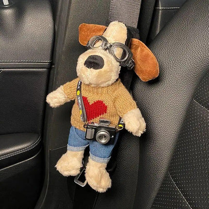 Cartoon Dog Plush Car Seat Belt Shoulder Protector - Wnkrs