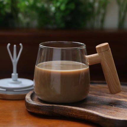 400ML Self Stirring Coffee Mug with Wooden Handle