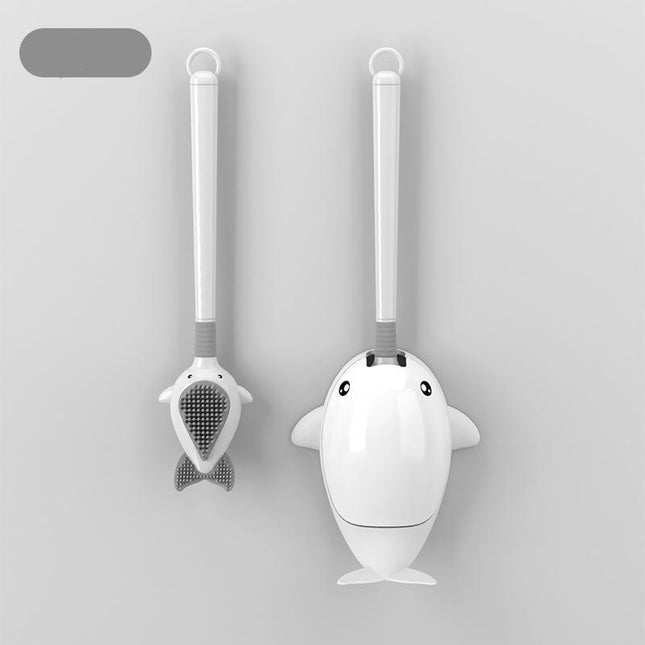 Brosse WC en silicone avec support mural et motif baleine