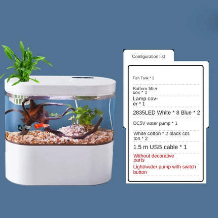 Mini aquarium à circulation automatique pour poissons rouges - Aquarium de table écologique