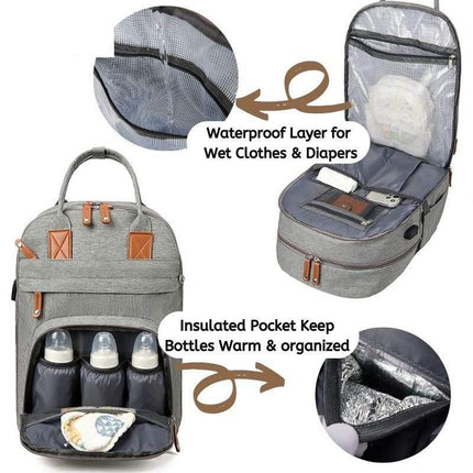 Multifunctional Diaper Bag Backpack with Changing Station - Waterproof, Spacious, and Versatile for Modern Parents - Wnkrs