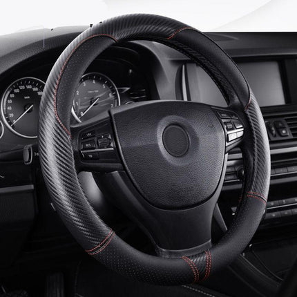 Universal Black Leather Racing Steering Wheel Cover