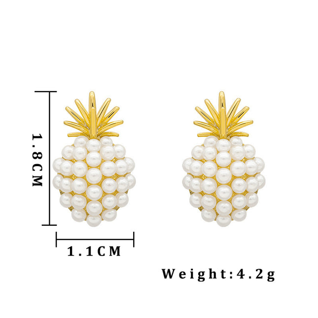 Boucles d'oreilles à tige élégantes en perles d'ananas pour femmes