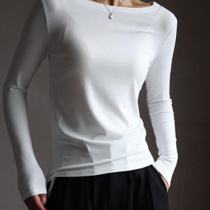 Women's Long Sleeve Modal Stretch Tee – Casual Simple Basics