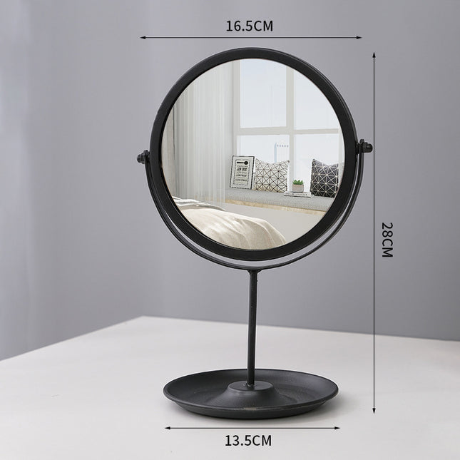 Miroir de courtoisie en métal créatif avec rangement multifonctionnel pour bijoux