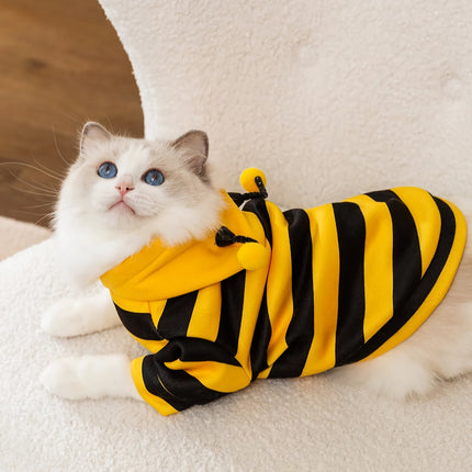 Sweat à capuche inspiré des abeilles pour chats et petits chiens - Élégant et confortable