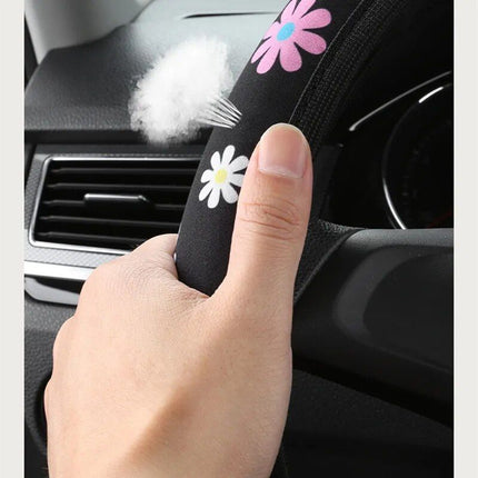 Floral Print 38CM Anti-Slip Steering Wheel Cover - Wnkrs