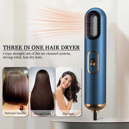 Compact 3-in-1 Anion Hair Dryer with Straightening Comb and Overheat Protection - Wnkrs