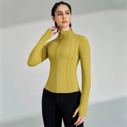 Veste de course entièrement zippée pour femme - Vêtements de sport extensibles à manches longues