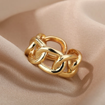 Gold Adjustable Chain Ring for Women