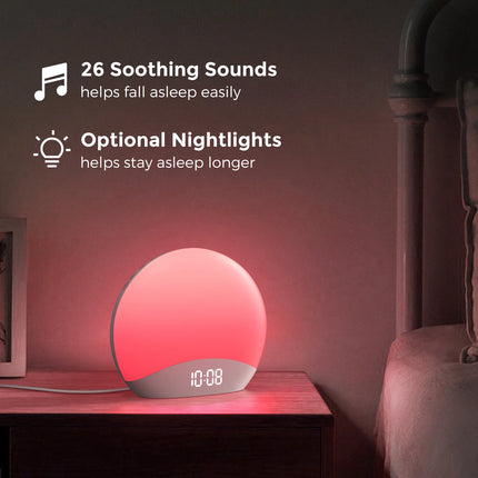 Sunrise Alarm Clock with Sound Machine & Nightlight – Wake Up Naturally with 26 Sleep Sounds