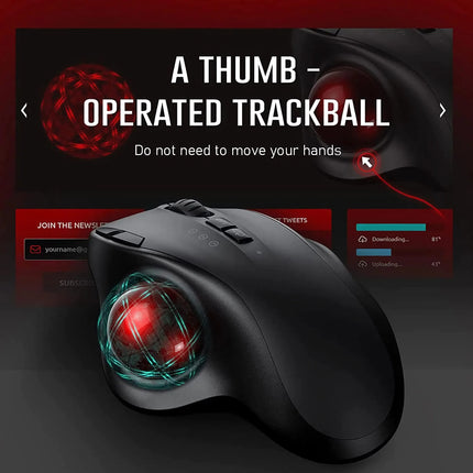 Ratón ergonómico inalámbrico con trackball: recargable con Bluetooth y USB 2,4 G