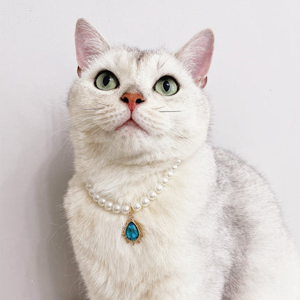 Collier réglable en perles avec breloque en strass pour chats et chiens