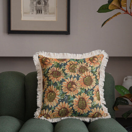 Housse de coussin multicolore en jacquard américain