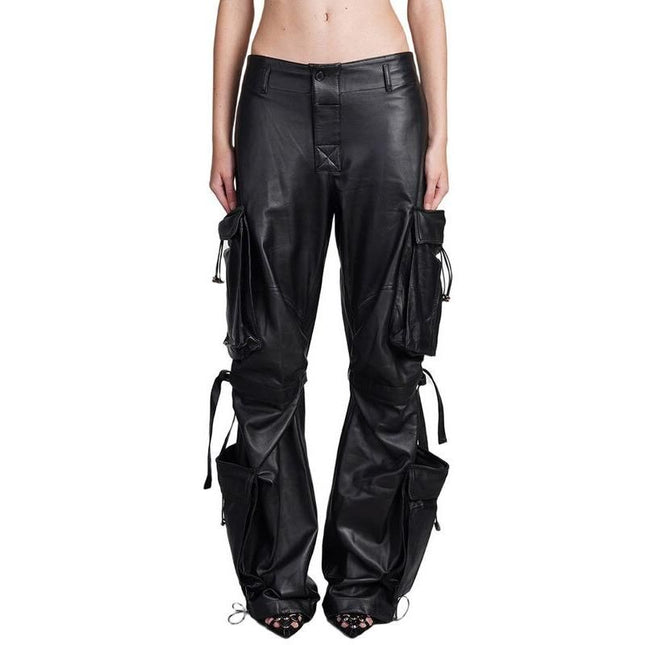High Waist Solid Patchwork Cargo Pants