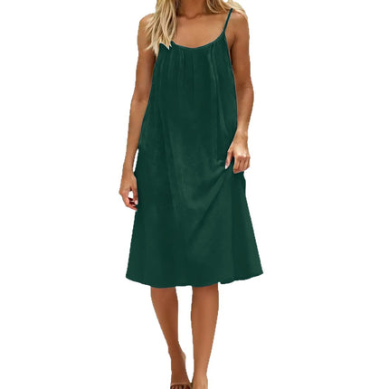 Vestido de mujer liso con tirantes y espalda descubierta