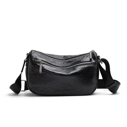 Sac à bandoulière en cuir souple texturé plissé élégant pour femme