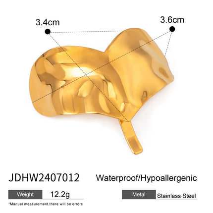 Horquilla para el pelo con diseño geométrico martillado de acero inoxidable bañada en oro de 18 quilates