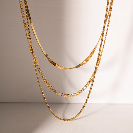 18K Gold Plated Stainless Steel Flat Snake Necklace