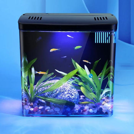 Acuario compacto con luz LED y filtro trasero autocirculante