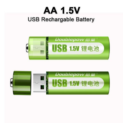 USB Rechargeable 1.5V AA Li-Ion Battery - 1800mWh High-Capacity for Electronic Devices - Wnkrs