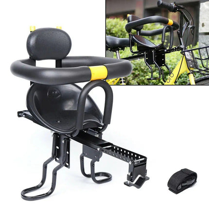 Child-Friendly Front Mount Bike Seat with Safety Harness and Foot Pedals for Kids - Wnkrs
