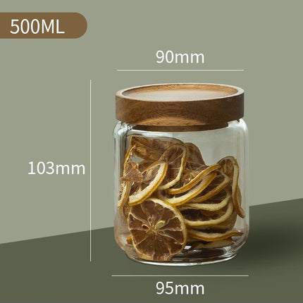 Wood Lid Glass Airtight Canisters