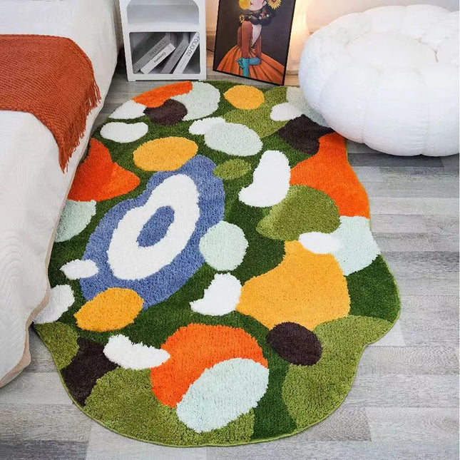 Tapis antidérapant doux à thème mousse et galets pour enfants