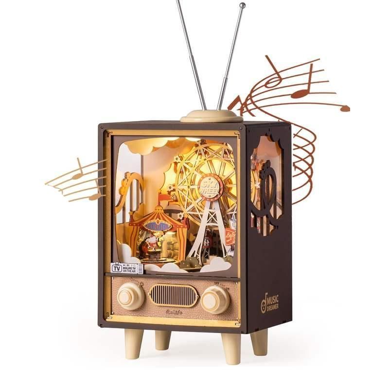 3D Wooden Sunset Carnival Music Box with Light