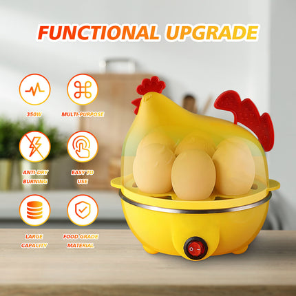 Egg Cooker, Egg Boiler With Steamer Attachment For Soft And Hard Boiled Eggs, Poached Boiled & Omelette Maker Machine Steamer, 7 Egg Capacity - Wnkrs