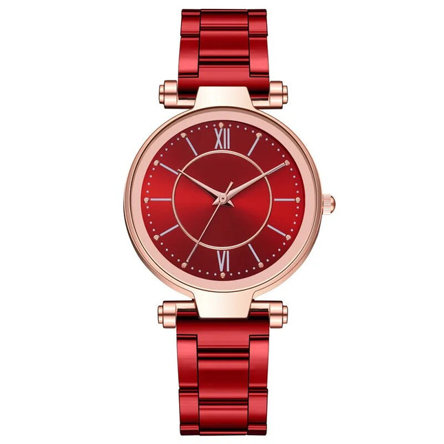 Exquisito reloj de cuarzo para mujer en acero inoxidable y oro rosa