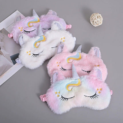 Masque pour les yeux en peluche licorne à paillettes