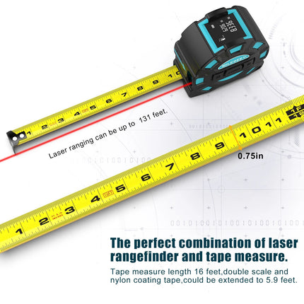 Ruban à mesurer et télémètre laser numérique 2 en 1 40 M