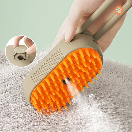 Brosse de toilettage électrique 3 en 1 pour chat avec fonction vapeur, massage et peigne