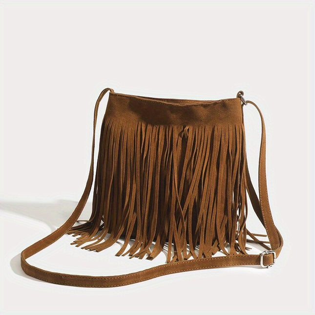 Bolso bandolera vintage de ante con flecos