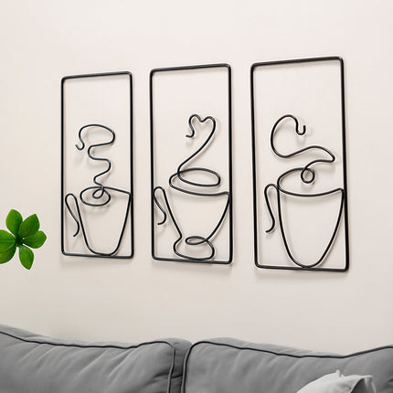 Colgante de pared de metal con diseño de gato abstracto moderno para una decoración elegante del hogar