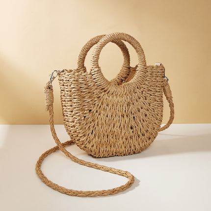 Half Moon Straw Woven Women's Beach Shoulder Bag