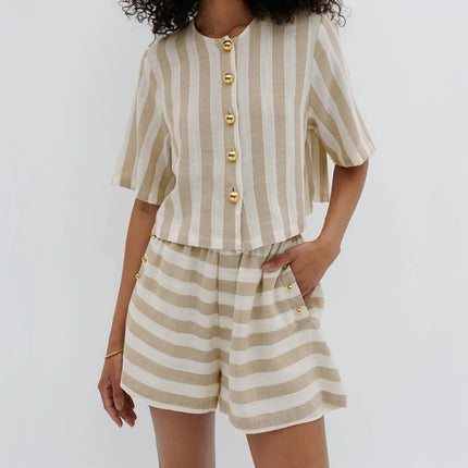 Fashion Loose Stripe 2 Piece Summer Set